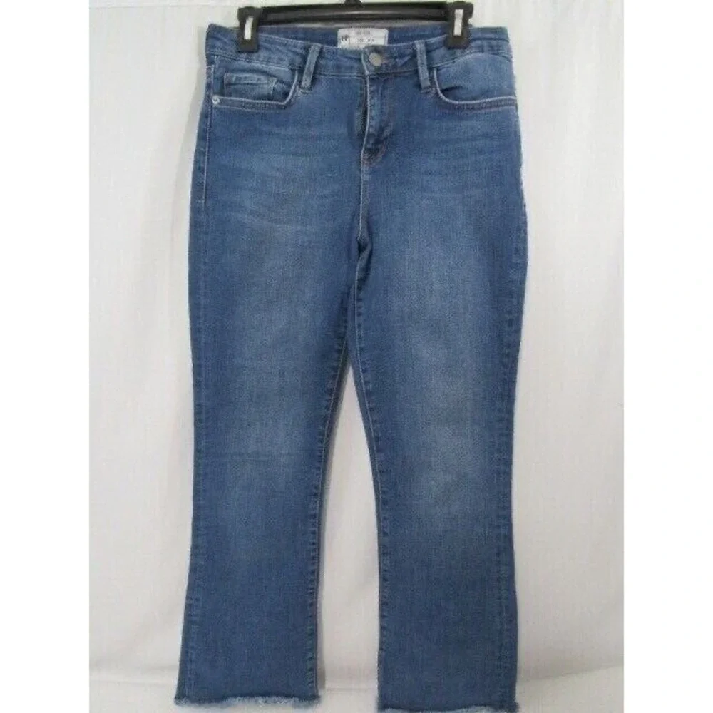 Free People Crop Fringe Straight High Rise Distressed Denim Jeans Size 29‎